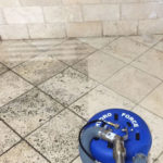 A before and after image of tile & Grout cleaning.